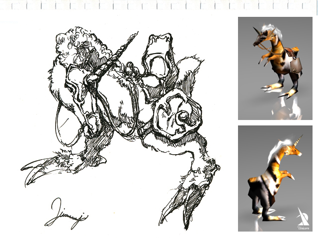 独角兽(素描与计算机制作效果）